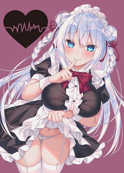 Adorable maid showing her panties