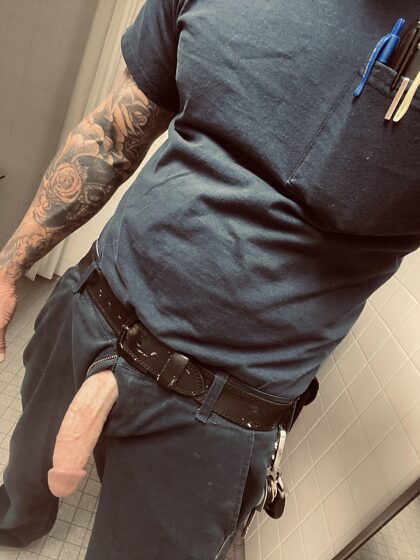 My thick cock always fall out at work