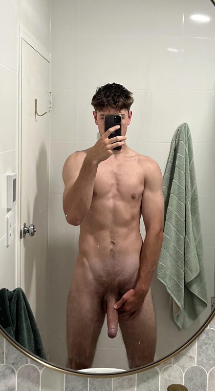 Would you get on your knees for this teen dick?