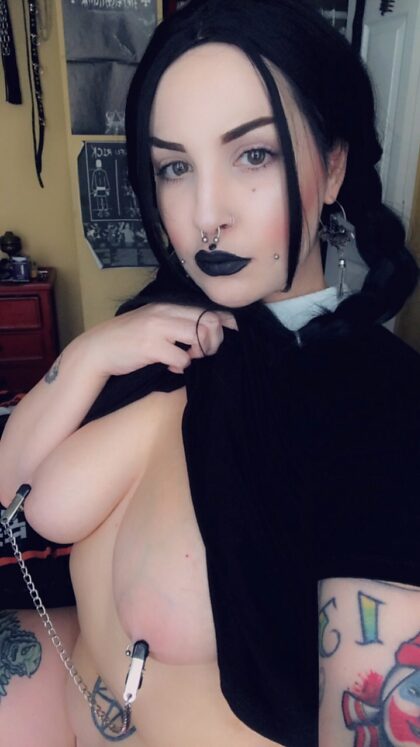 I’m pretty sure Wednesday Addams & nipple clamps go together