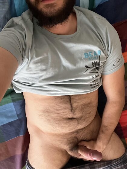 My shirt says “BEAR”, and I’m showing you some hairy gut. Would you pick me over a bear?