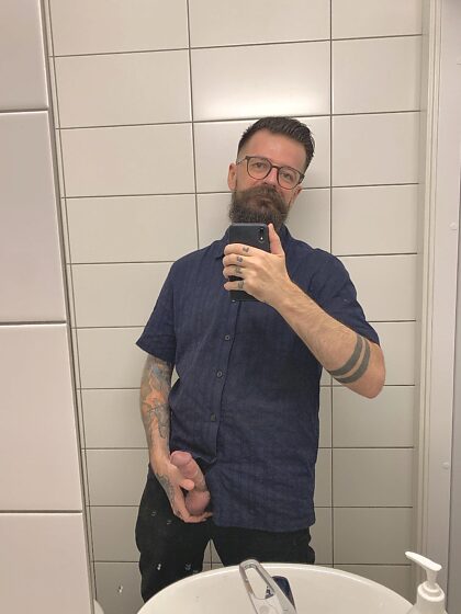 Meet me at the work toilet, boy! Daddy has some work stuff to show you.