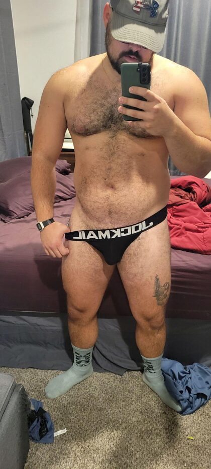 Working out in a jock always gets me riled up