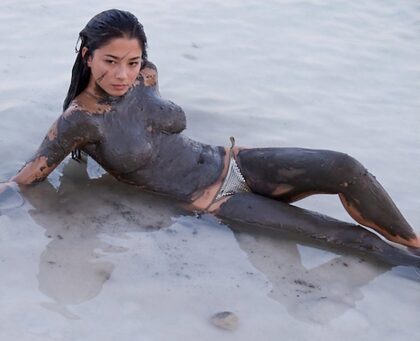 Jessica Gomes in the Dead Sea for Sports Illustrated