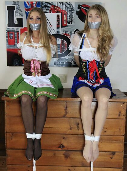 Couple of barmaids tied up and gagged