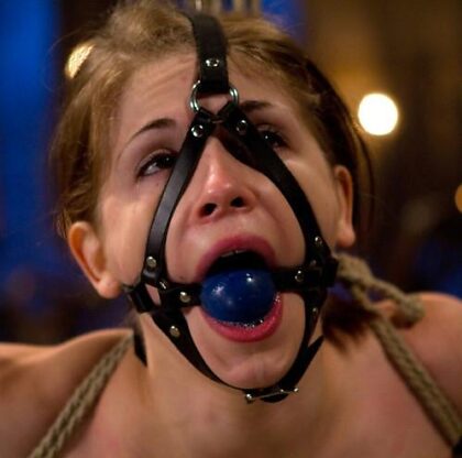 Ball gagged in Blue