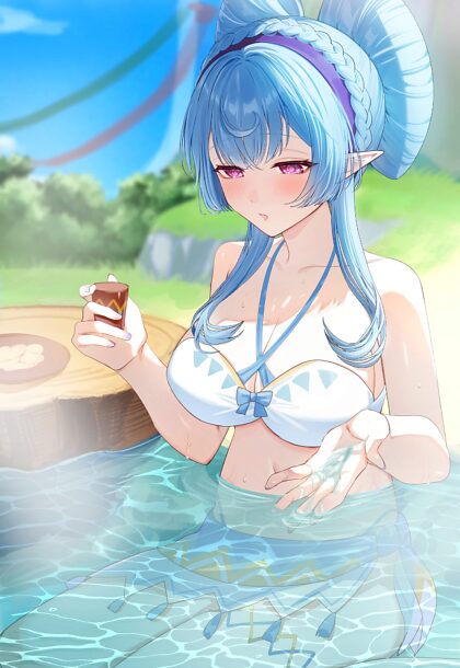 Mizuki enjoying natlan's hot springs