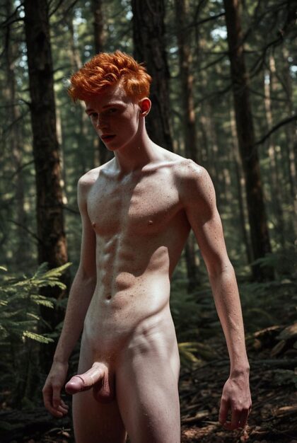 Art IA gay NSFW : Rousse sexy dans la forêt