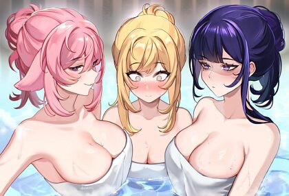 Genshin-meisjes nemen een warm bad