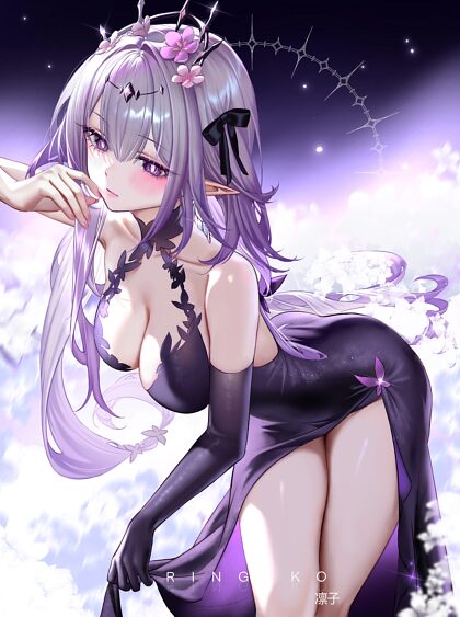 Castorice 身着紫色连衣裙，美艳动人