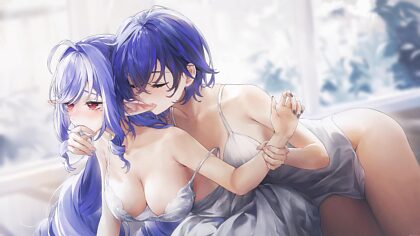 ナイトガウンを着たベルとヴィヴィアン