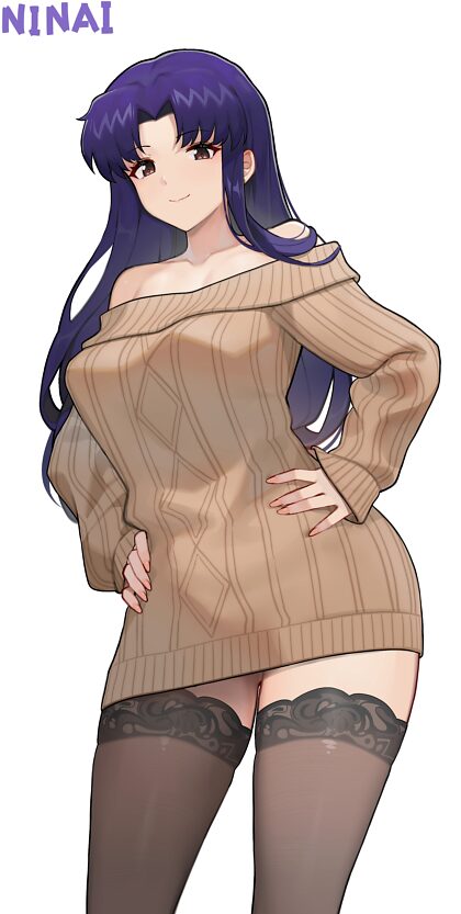 Les seins de Misato sont beaux dans un pull
