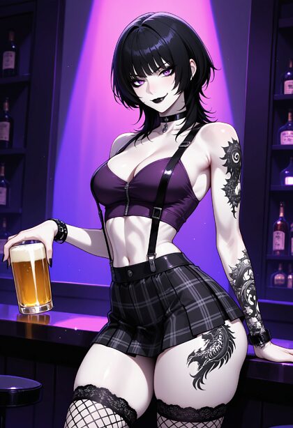 クラブにいるゴスガール...