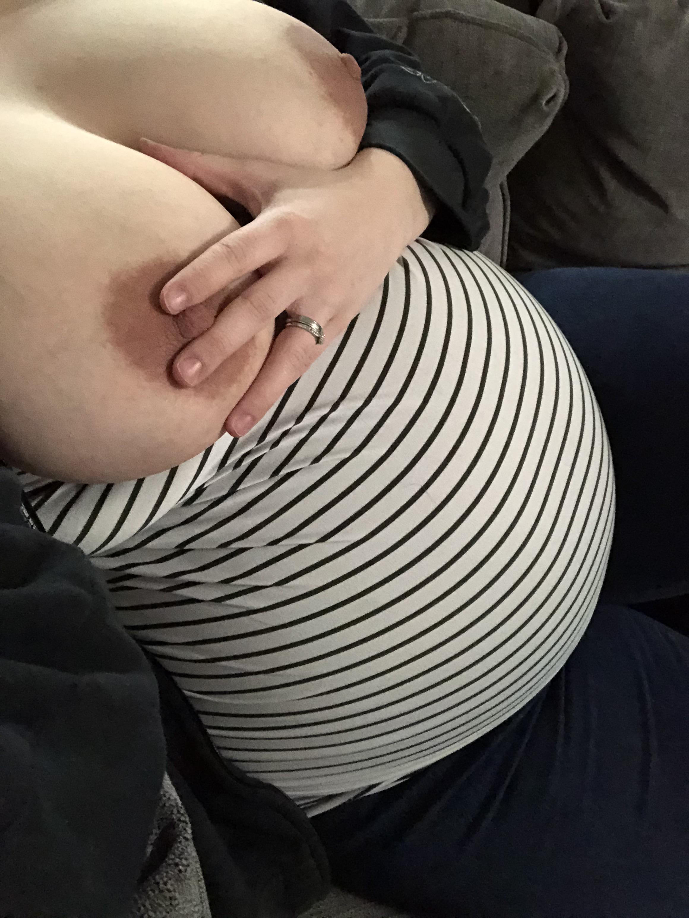 Swollen Mature Boobs - Someone come suck on my swollen pregnant tits.