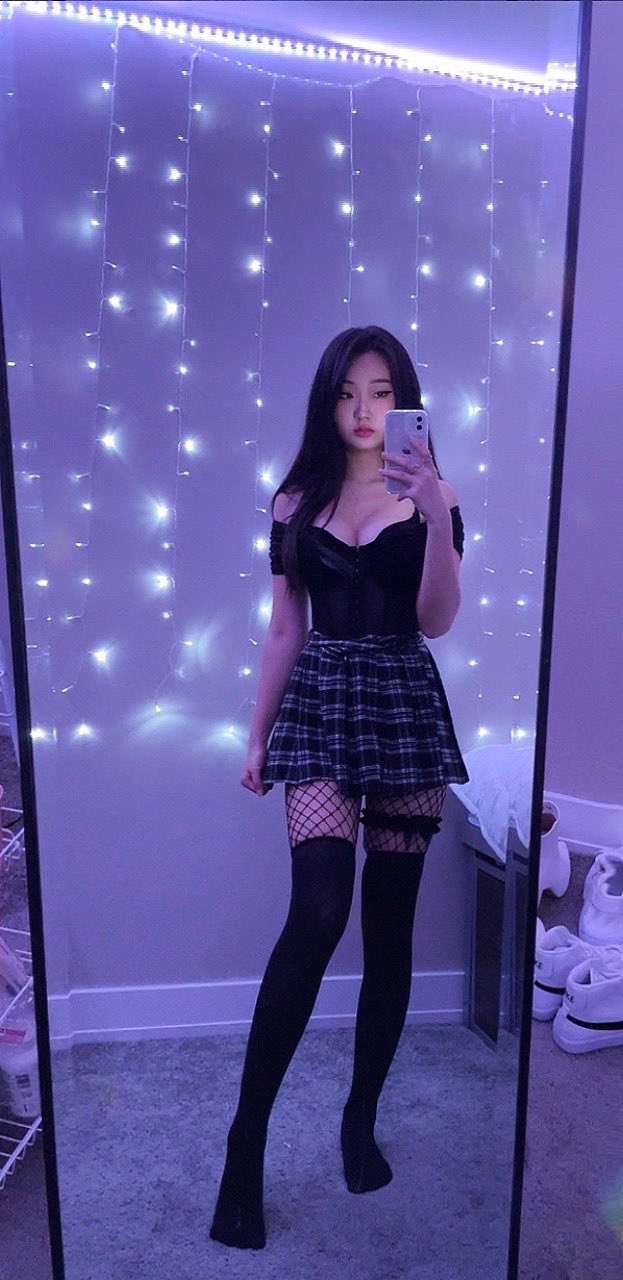Fucking Hot Asian Socks - Pleated skirt and thigh high socks