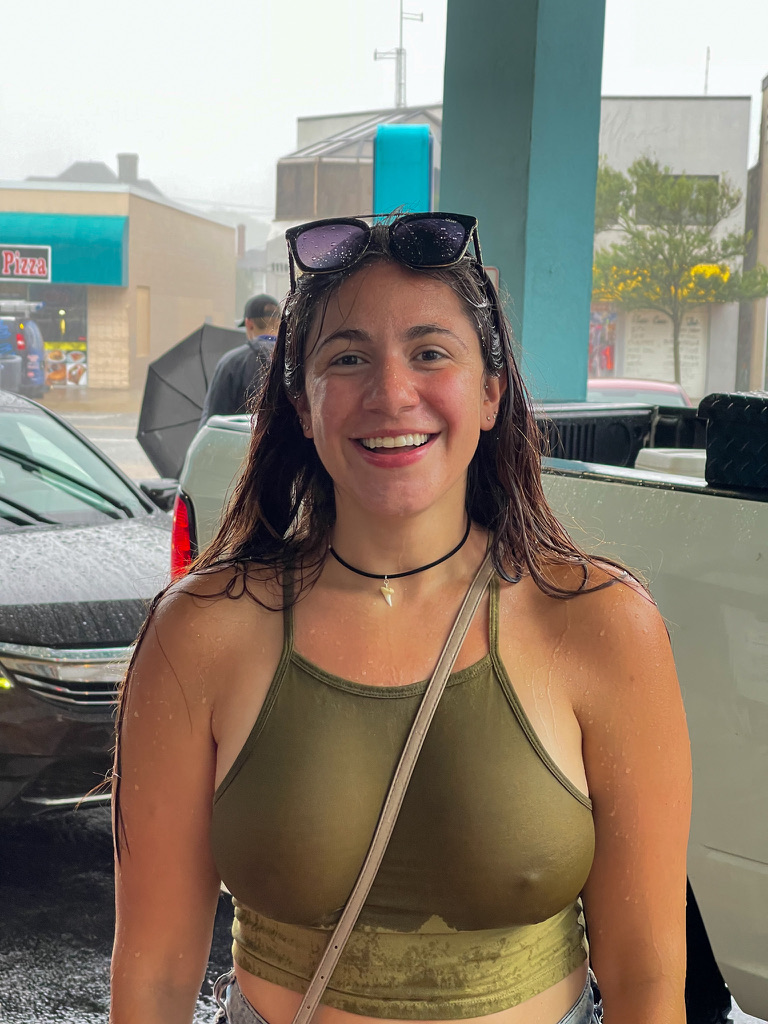 When you get caught in the rain braless...
