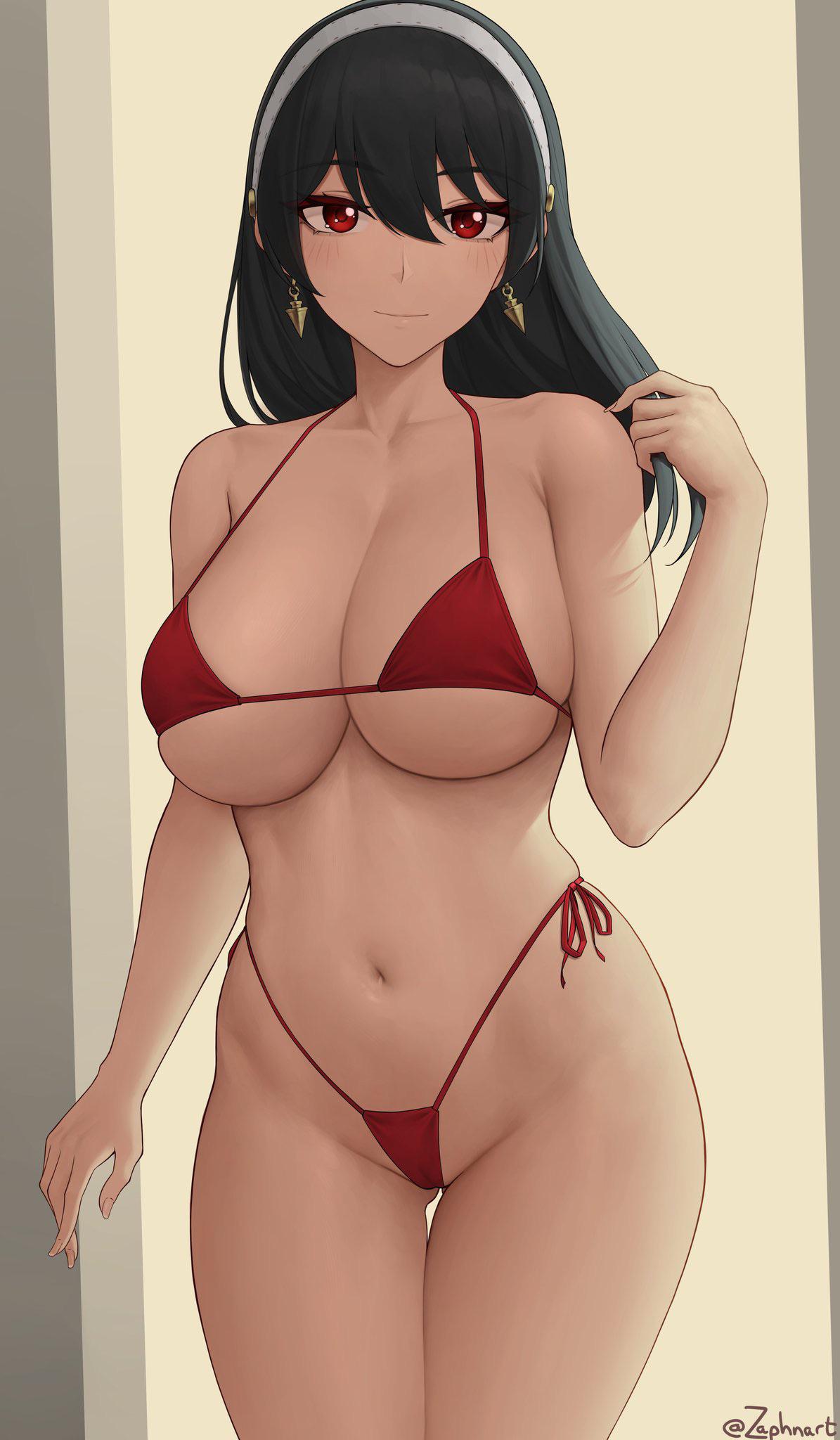 Micro Bikini Hentai - Yor enjoying her new bikini