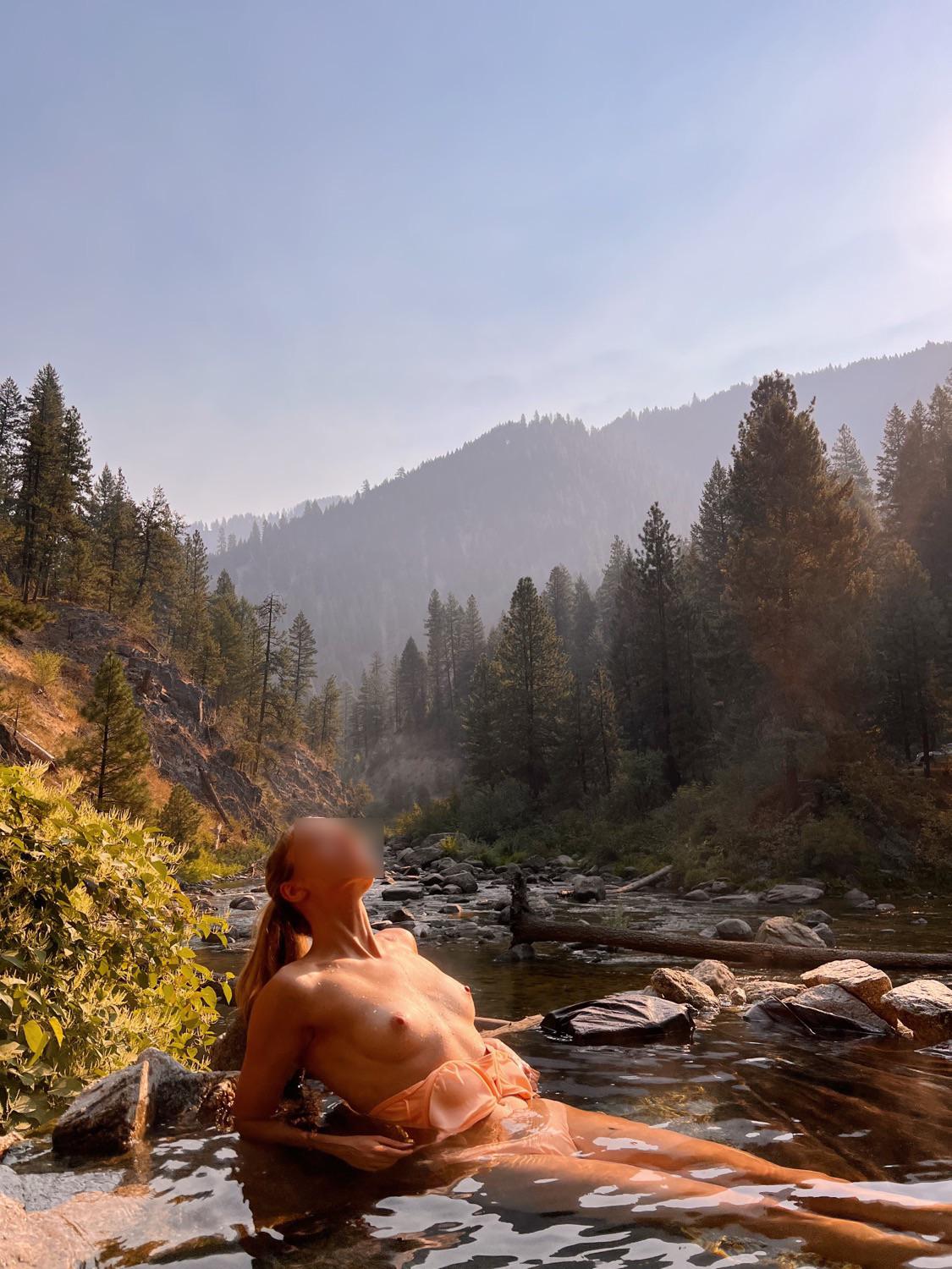 Outdoor Hot Springs Orgy - Stripping in a hot springs