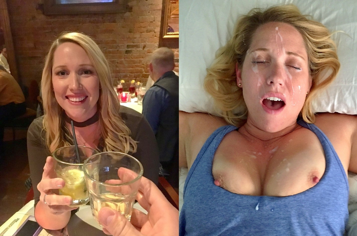 Before and after cum shot
