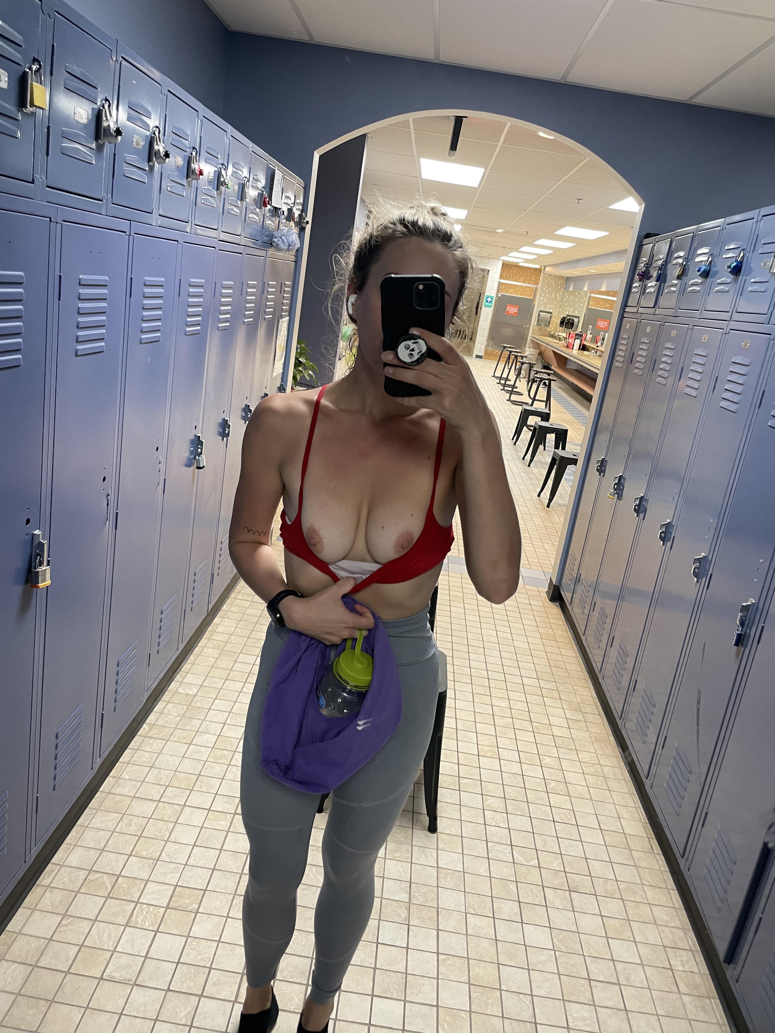 Shhh dont tell the other girls in the locker room how horny I am pic