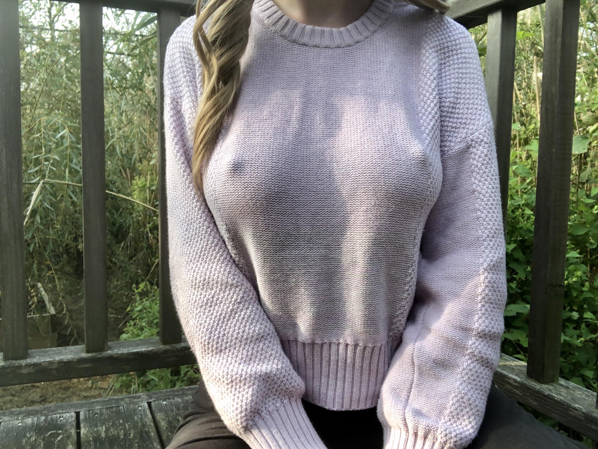 amateur models wearing sweater bras