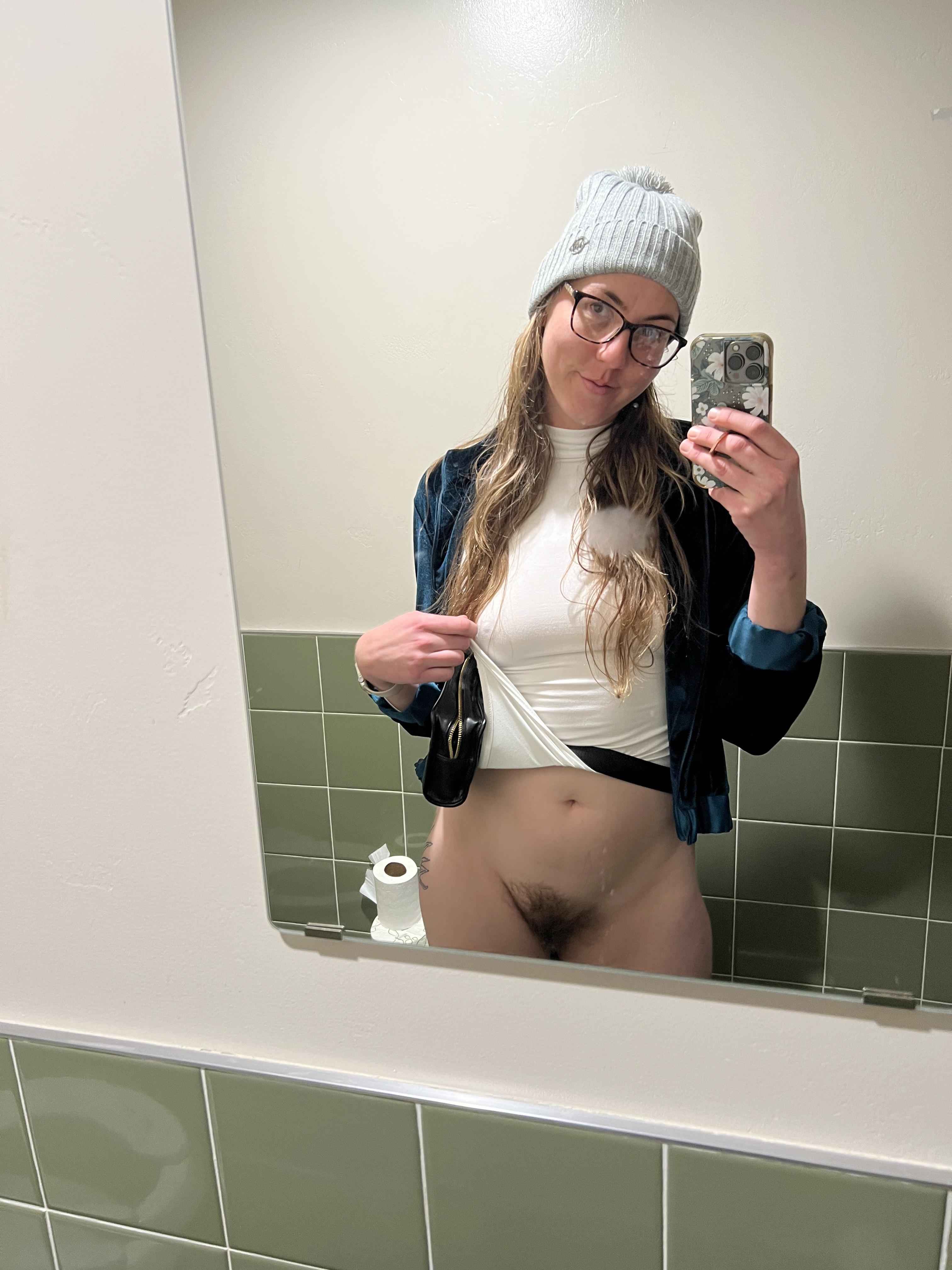 The mirror was ALMOST the perfect height to show my pussy pic
