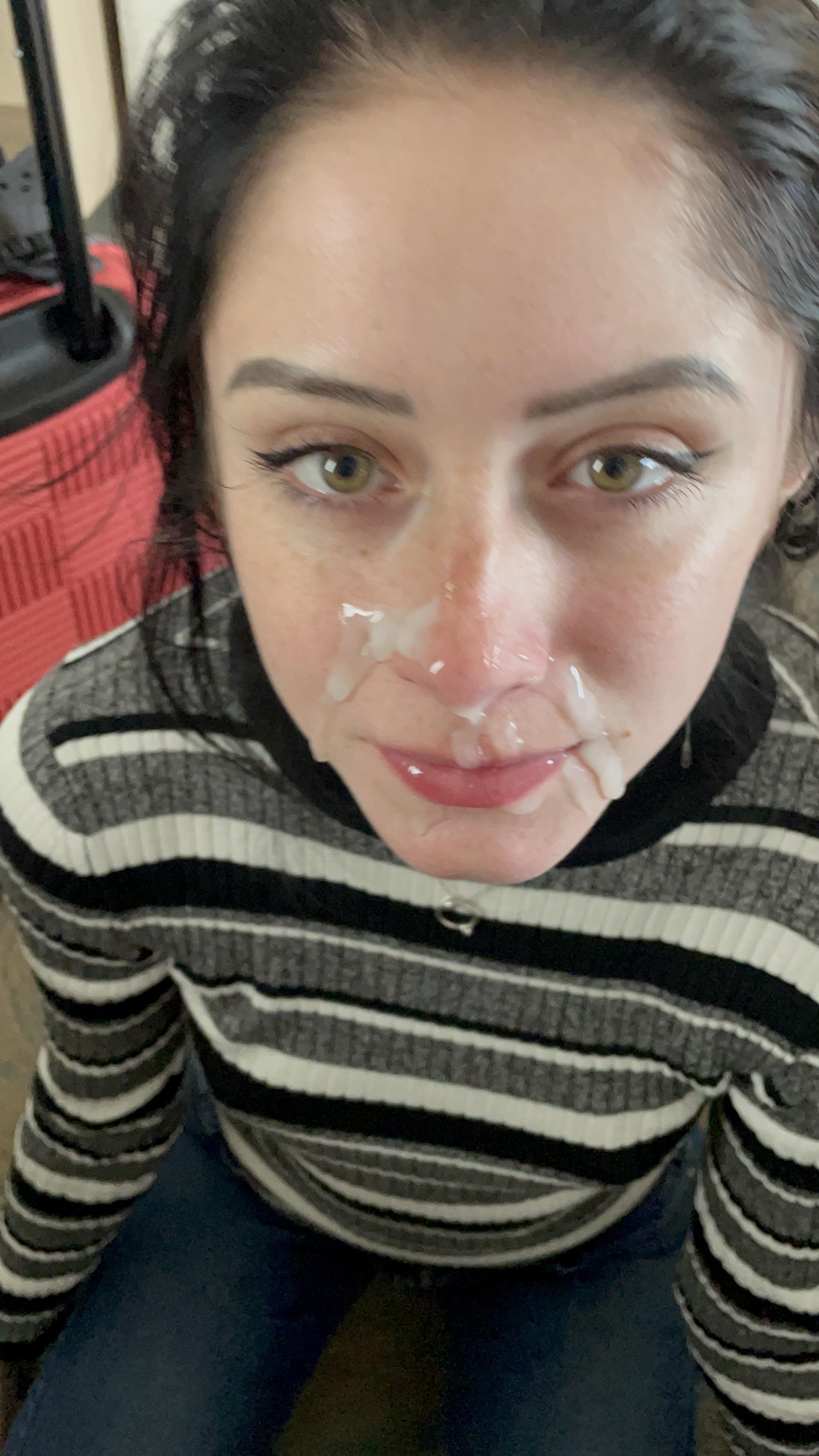 Do I look adorable with cum on my face?? picture